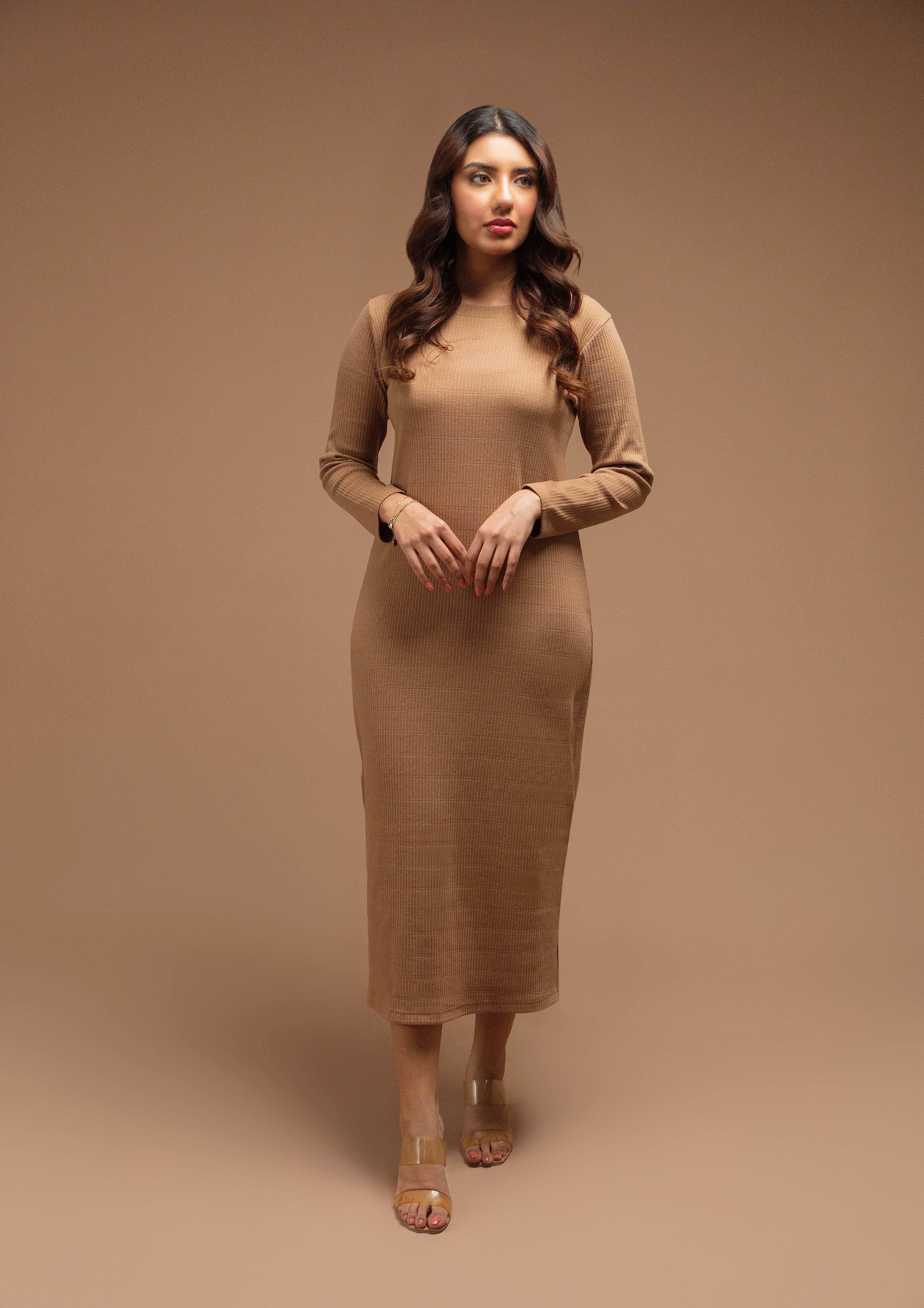 Basic Rib Bodycon - Brown